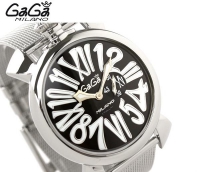 Gaga milano watch Slim 46MM Silver Plated the trend of fashion round big dial unisex gaga watch fashion quartz stainless steel watches