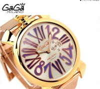 Gaga milano watch Slim 46MM Gold Plated the trend of fashion round big dial unisex gaga watch fashion quartz stainless steel watches