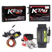 Kess V2 Master 5.17 With K-suite 2.80 + V2.25 Ktag EU Clone Red PCB + GODIAG GT107 DSG Gearbox Data Adapter ECU IMMO Kit + Godiag GT105 OBD II Breakout Box