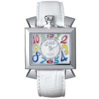 Gaga Milano NAPOLEONE 40MM Steel 6030.01 Fashion Unisex Quartz Wrist Watch Leather Strap Gaga Watch